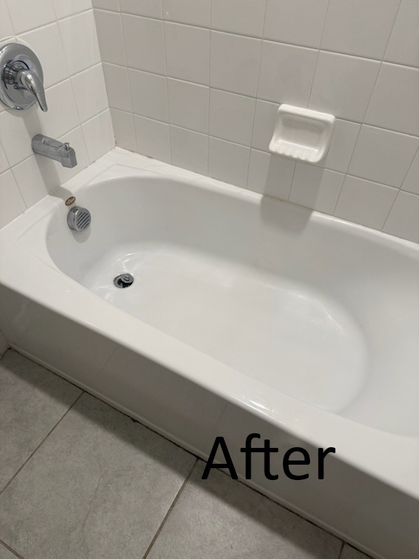 Shiny clean bathtub after professional bathroom cleaning in Tampa FL