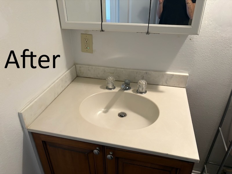 Cleaned and polished bathroom sink after professional move out cleaning in Tampa FL
