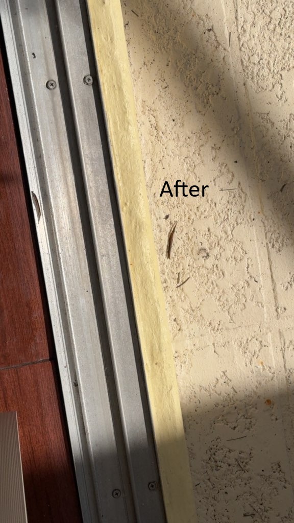 Cleaned sliding glass door tracks after detailed house cleaning service