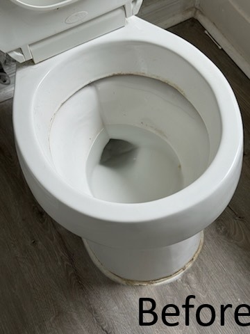 Stained and unclean toilet before professional house cleaning in Wesley Chapel