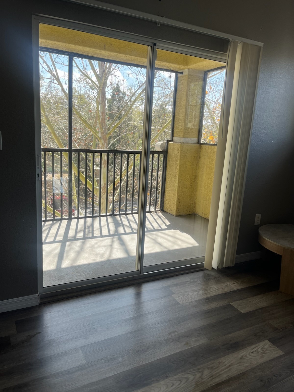 Sliding glass door cleaned and streak-free after professional house cleaning in Tampa