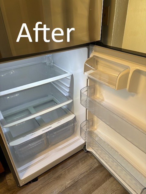 Cleaned and sanitized refrigerator interior after professional move out cleaning in Tampa FL
