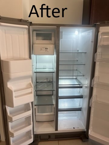 Cleaned and sanitized refrigerator interior after professional move out cleaning in Wesley Chapel FL