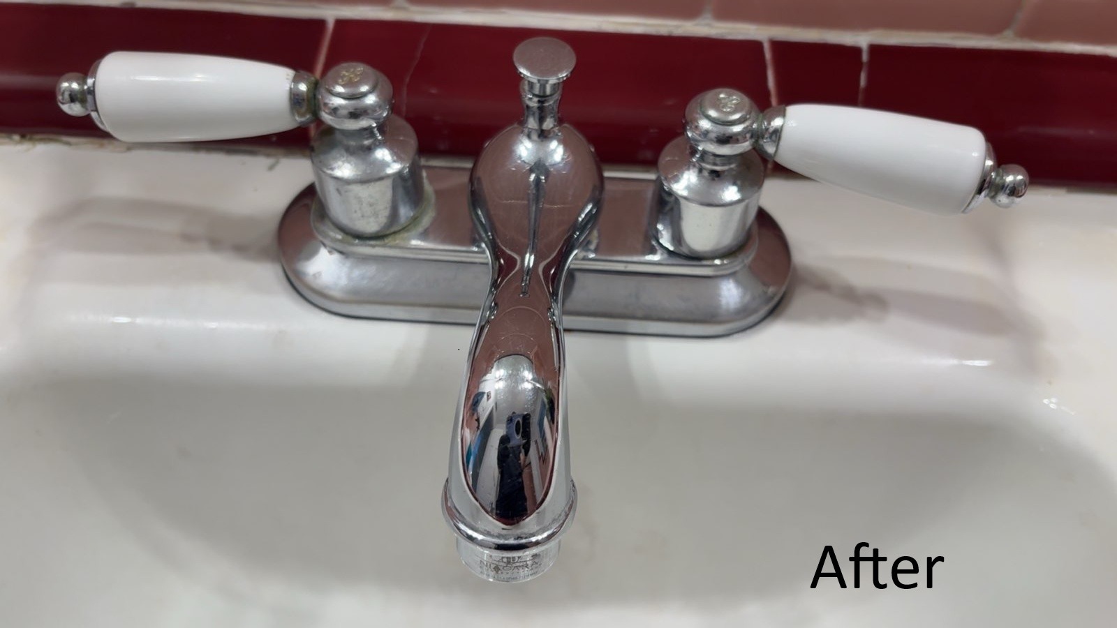 Shiny clean bathroom faucet after professional house cleaning in Tampa