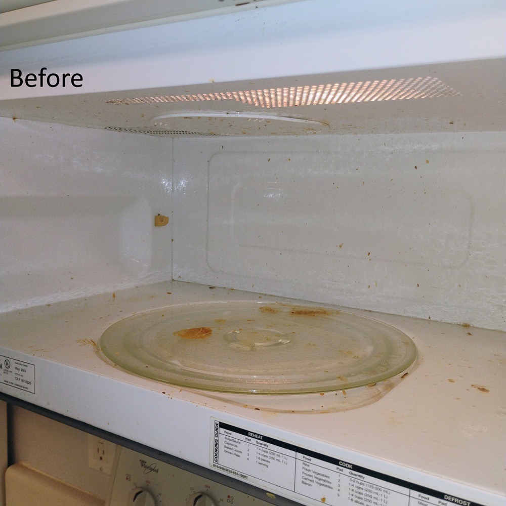 Dirty microwave before move out cleaning in Tampa, FL