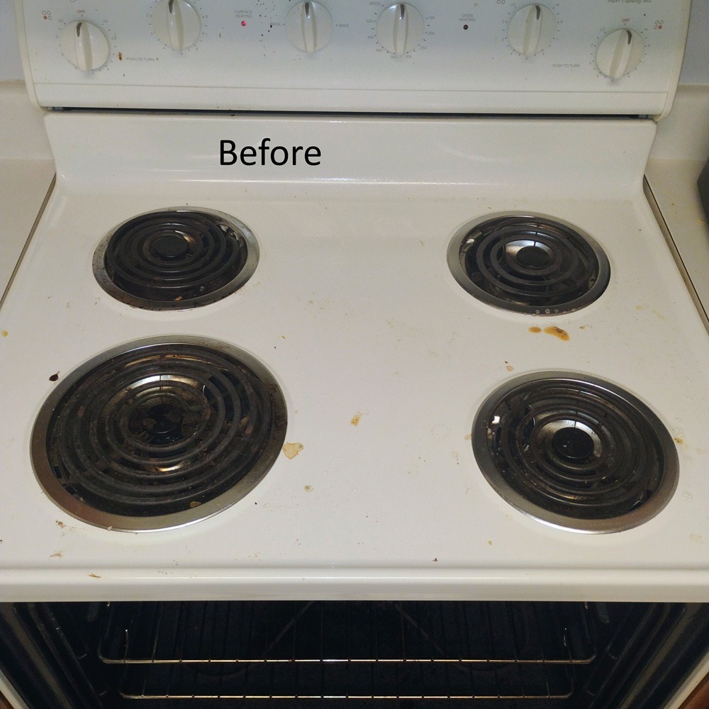 Dirty stovetop before move out cleaning in Tampa, FL